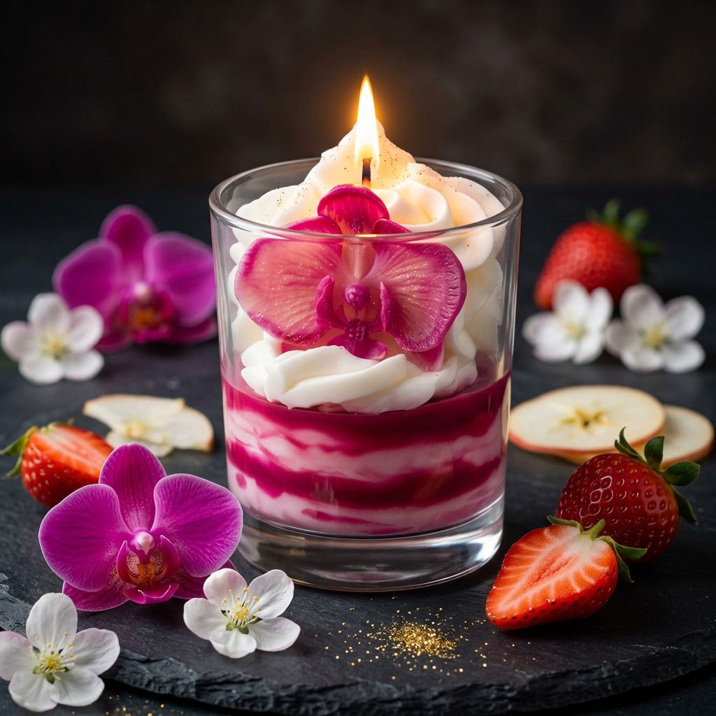 Red Fruits - Handgefertigte Duftkerze mit Orchidee und Cyclamen