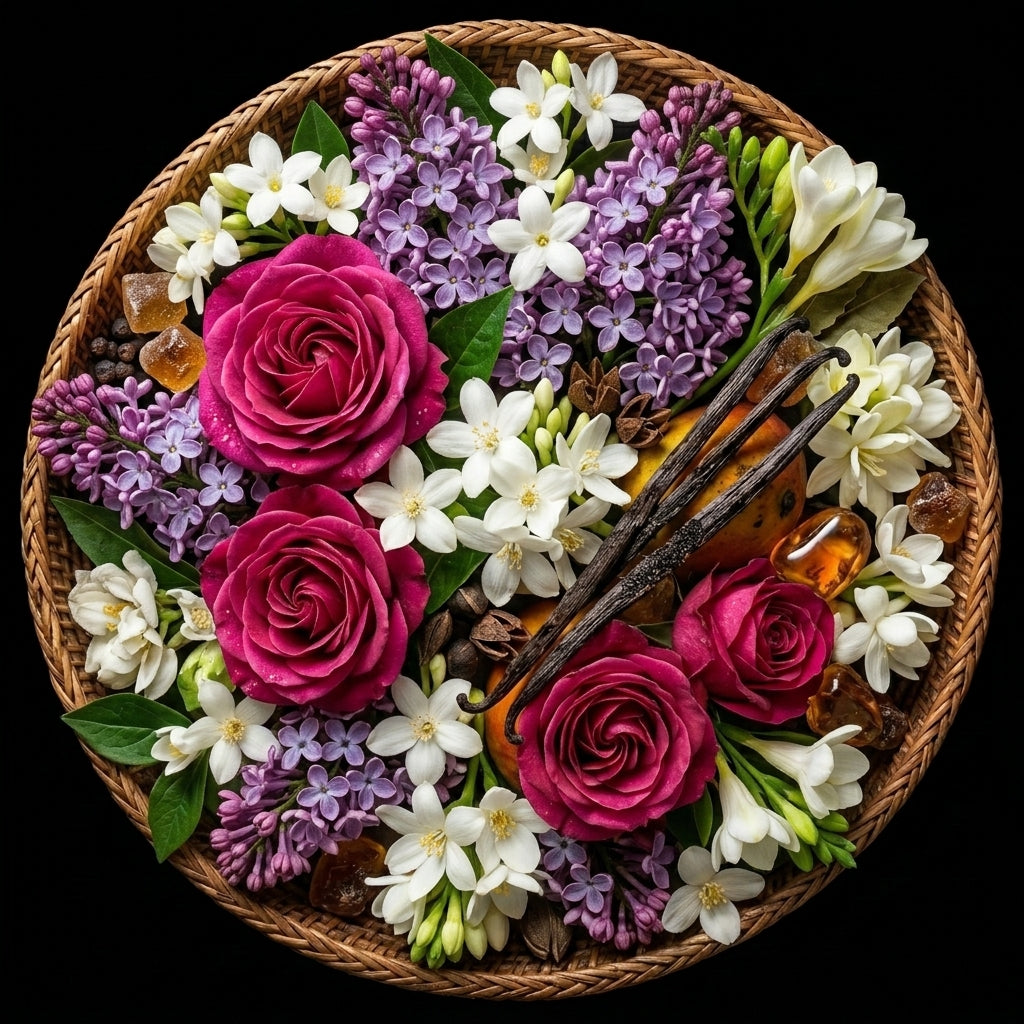 Handgefertigte Duftkerze mit Rose und Jasmin